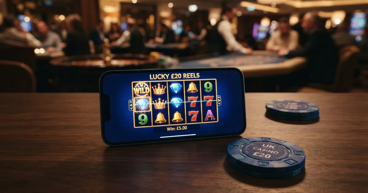 A comparison table of ten UK-licensed online casinos showing operator names, licence status, welcome offers and wagering requirements, overlaid on a subtle casino-themed background