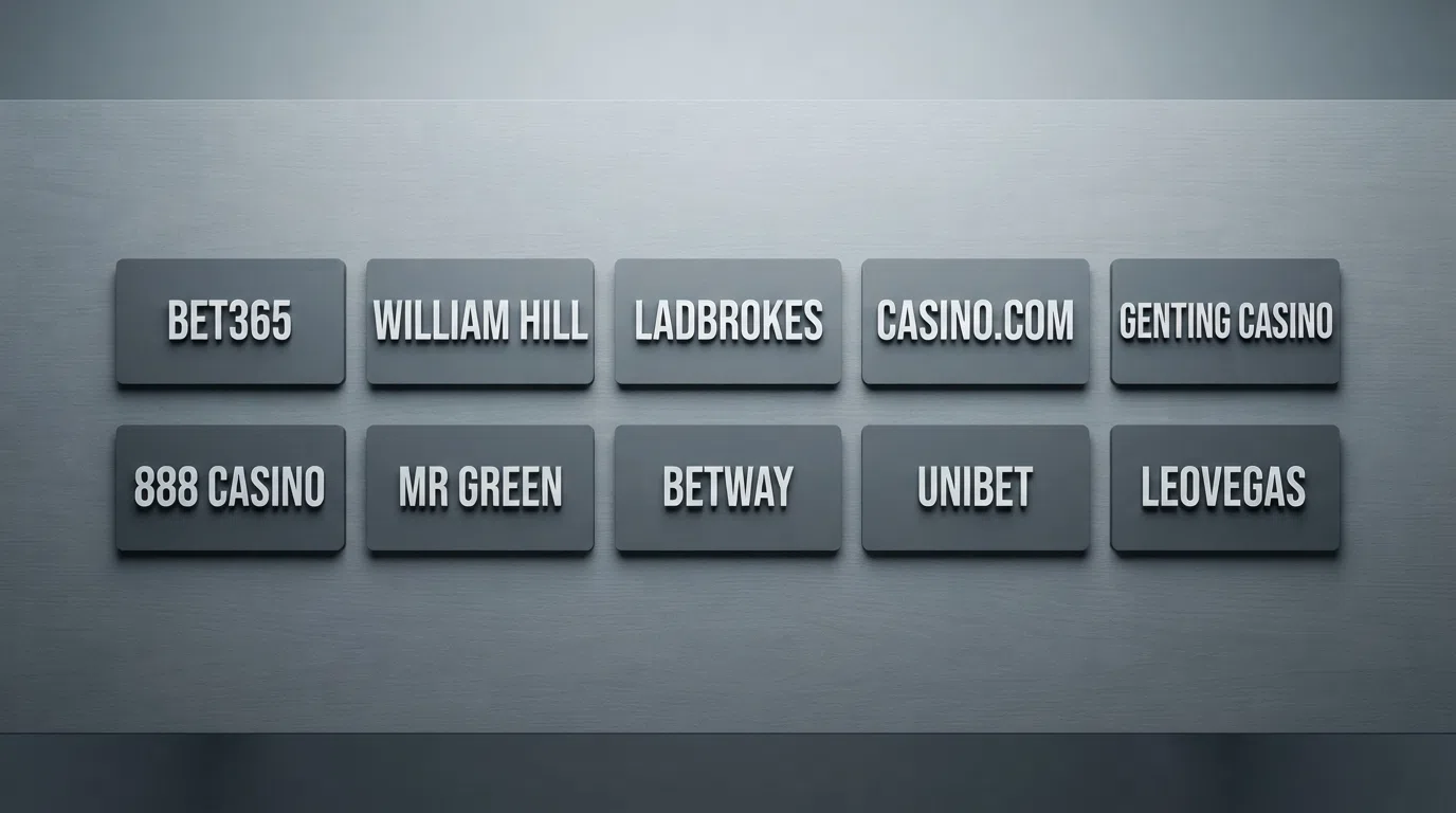 A side-by-side grid of ten UK casino logos arranged in two rows of five on a clean comparison-layout background