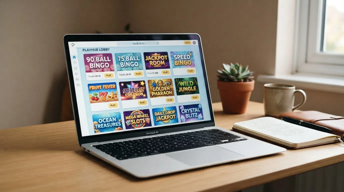 A desktop view of a side-by-side bingo site comparison — welcome-bonus banners, star ratings and UKGC licence logos visible