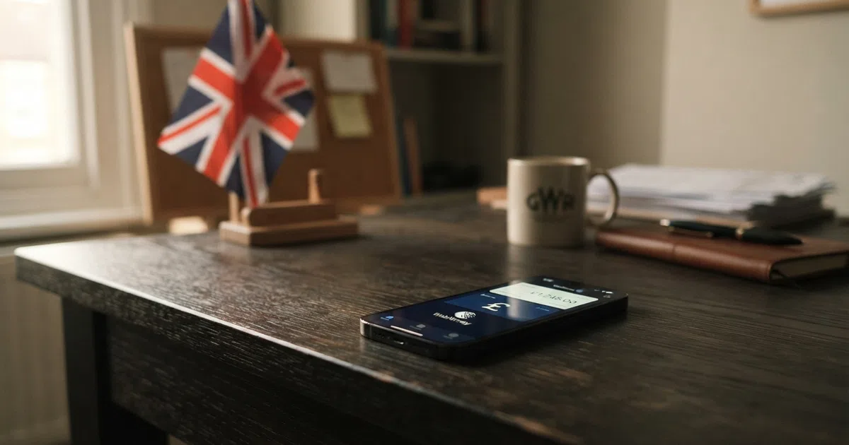 A digital illustration showing a WebMoney wallet interface on one side and a UK flag with a Gambling Commission emblem on the other, separated by a gap with a question mark, conveying the disconnect between the payment method and British regulation