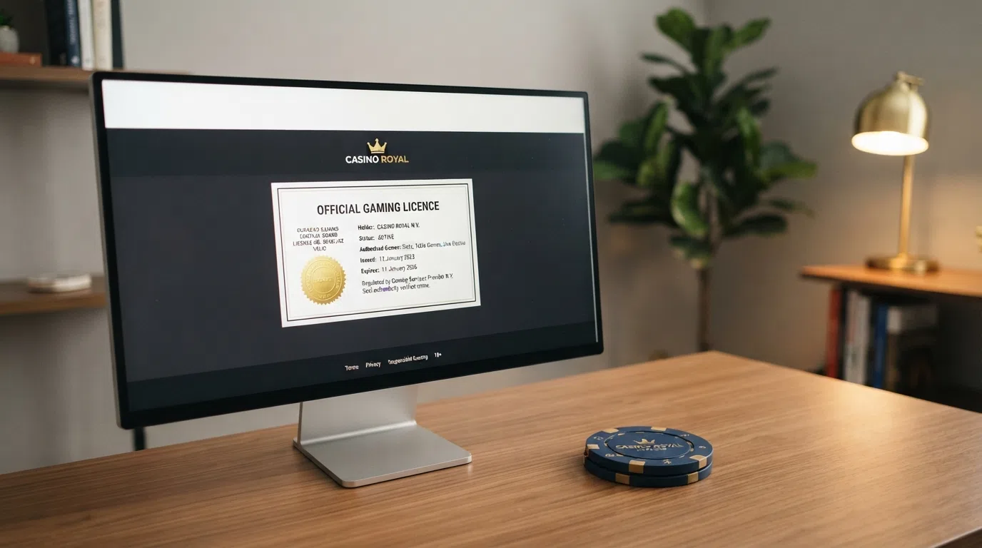 A Curaçao gaming licence certificate and seal displayed on a casino website footer