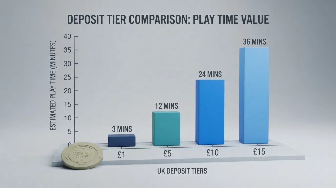 A comparison table listing ten UK casino brands with their licence numbers and minimum deposits