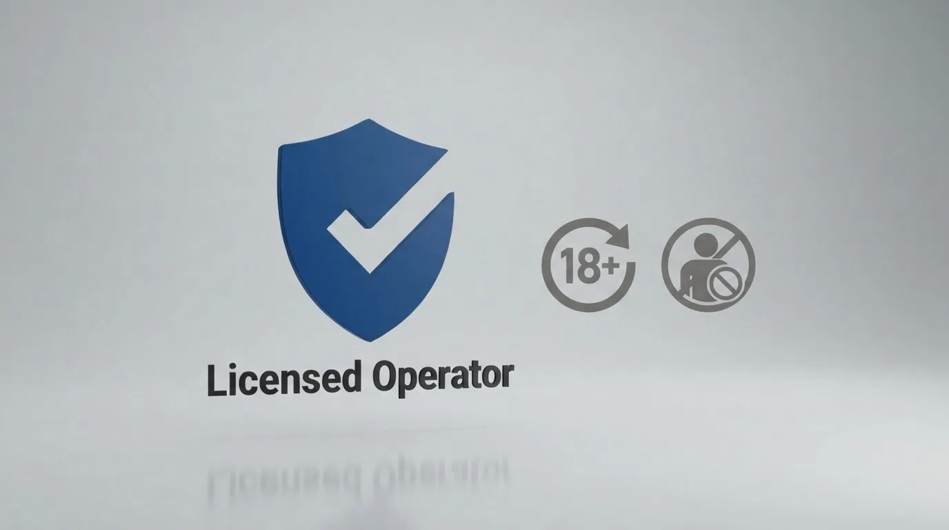 The UKGC licence badge and account number displayed in a casino website footer, alongside Gamstop and GambleAware logos