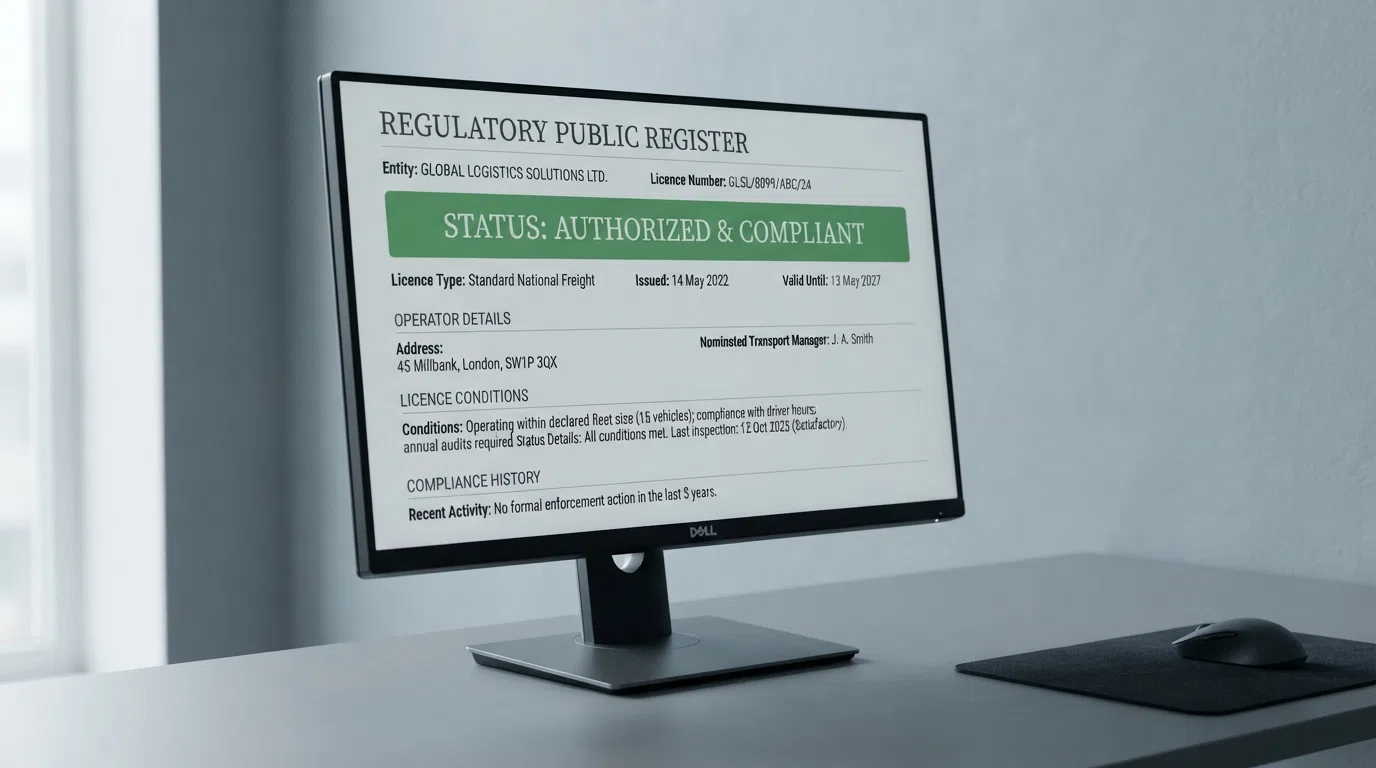 The Gambling Commission's online public register search interface displaying an operator's licence number status and conditions