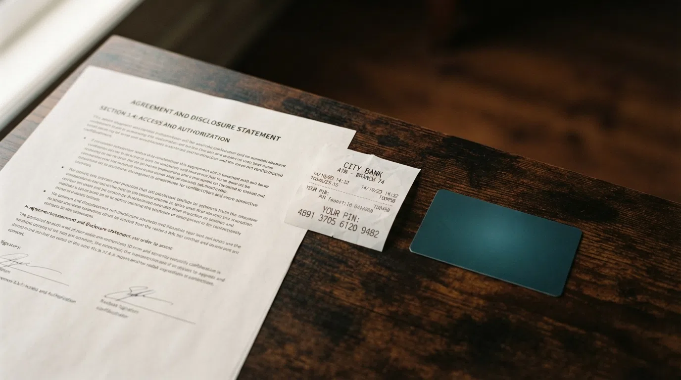 A document excerpt bearing the UK Gambling Commission header beside a paysafecard voucher and a UK driving licence, arranged on a dark background