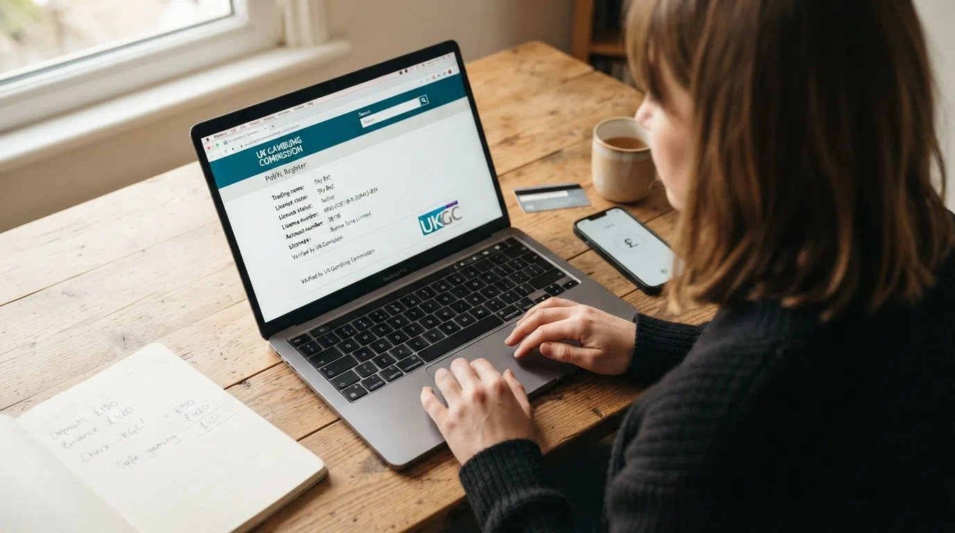 The UK Gambling Commission public register search interface with a casino trading name entered and the licence-status result visible